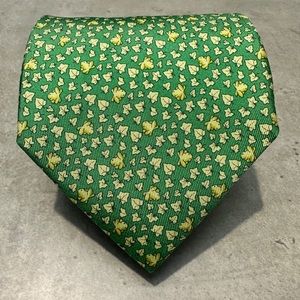 Salvatore Ferragamo 60” Men’s Neck Tie - Green Leaf